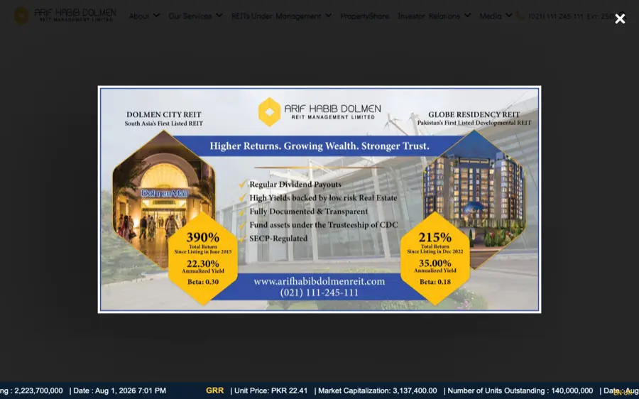 Arif Habib Dolmen REIT website screenshot